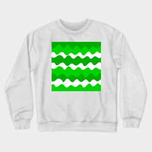 Green and white horizontal waves pattern Crewneck Sweatshirt